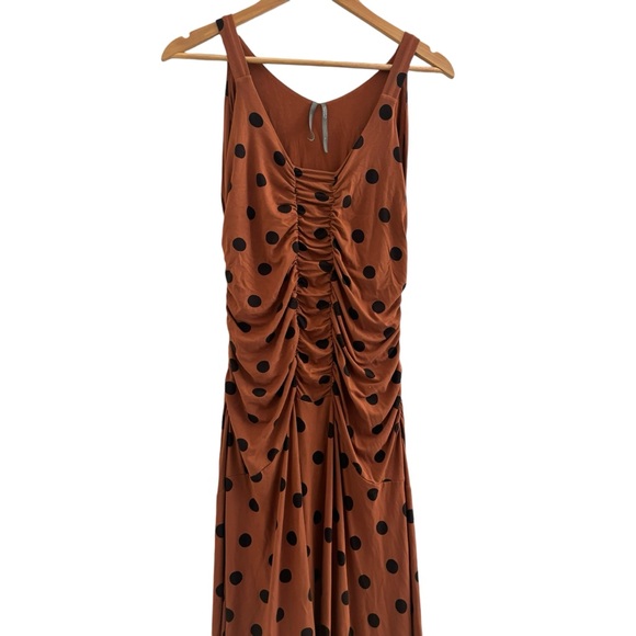 Anthropologie Ruched Midi Dress in Polka Dot Size M - Picture 4 of 12